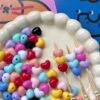 Wholesale Red Acrylic Chubby Heart Beads for DIY Jewelry Making, Cute Cartoon Charm for Bracelet Necklace Craft Supply