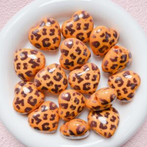 04-orange leopard print love / Size is about 29mm, hole diameter is about 3.5mm