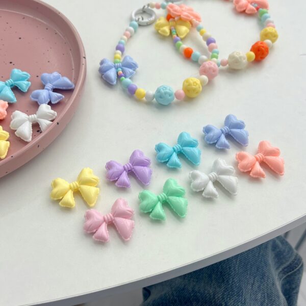 Wholesale Acrylic Balloon Bow Beads for DIY Phone Chain Jewelry Making, White Boutique Resale