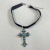 oly-dbf28e8081c4aa1aafdc757d5c51abf0 Wholesale Retro Turquoise Cross Necklace Earrings Set Antique Silver Zinc Alloy Fashion Jewelry Accessory