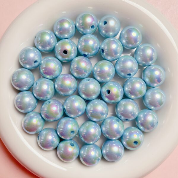 Wholesale Dreamy Baroque Light Blue Acrylic Imitation Pearl Beads 16mm Straight Hole for DIY Phone Chain Bag Charm Jewelry Making