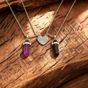 oly-dc239e82bd96d668415b2461207201e5 Wholesale Vintage Crystal Column Necklace Set Antique Finish Heart Pendant Fashion Accessory For Couples