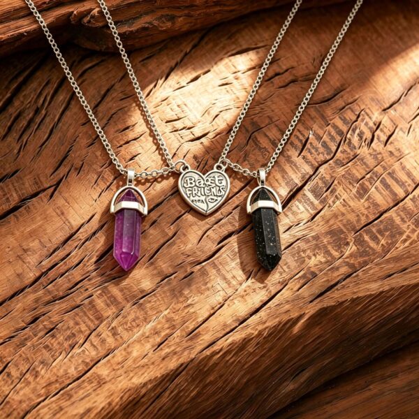 oly-dc239e82bd96d668415b2461207201e5 Wholesale Vintage Crystal Column Necklace Set Antique Finish Heart Pendant Fashion Accessory For Couples