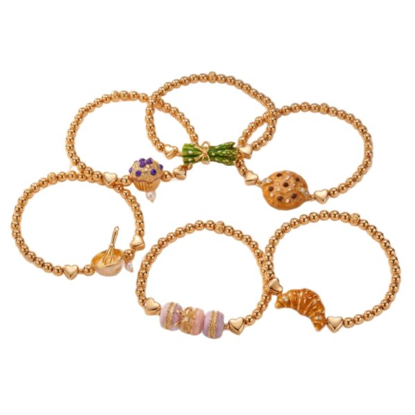 oly-dd385c68101897e623785535b299528d Wholesale Food Themed Cupcake Cookie Stretch Bracelet Electroplated Copper Chic Fashion Accessory For Boutique Resale And Everyday Wear
