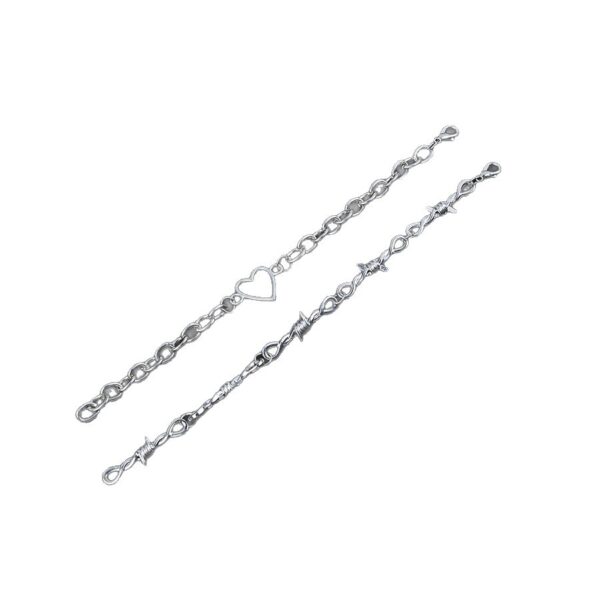 oly-ddac29c80523396ee86709c812b8ab14 Wholesale Vintage Gothic Hip Hop Unisex Antique Silver Heart Bracelet Chic Stackable Layered Jewelry Fashion Accessory For Gift And Boutique Resale