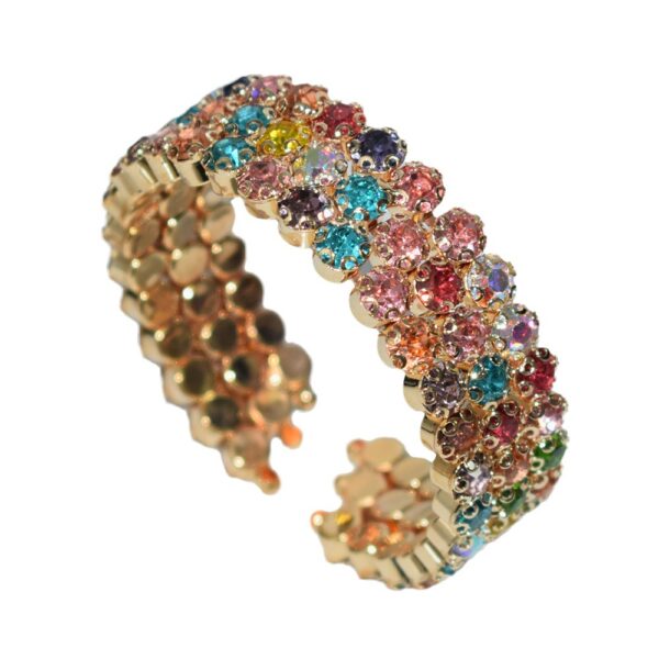oly-ddb32476776a6b865642dc652c793501 Wholesale 2 Row Rhinestone Electroplated Open Bangle Bracelet For Women Trendy Jewelry Accessory