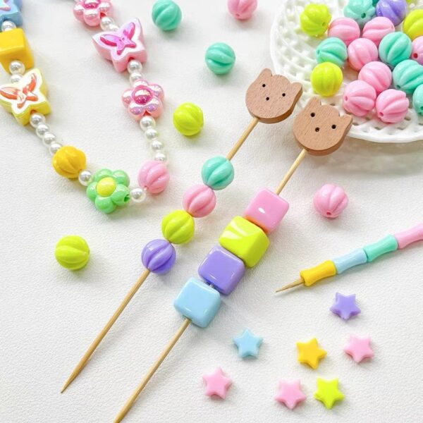 Wholesale Colorful Acrylic Loose Beads Star Square Pumpkin Bamboo Shapes for DIY Jewelry Making Fashion Accessory Gift
