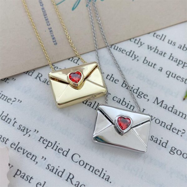 Wholesale Tone Copper Material Diamond Inlay Process I Love You Heart Envelope Locket Necklace Fashion Jewelry Accessory Valentine S Day Gift Boutique Resale