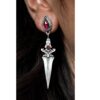 oly-dde1458b37ee3720af5f4f3af4bf6109 Wholesale Retro Red Ruby Dagger Tassel Earrings For Women Silver Alloy Stylish Party Fashion Accessory Gift