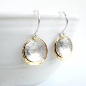 oly-de48a13ae9b887c892654b266709c3bc Wholesale Bohemian Hammered Two Tone Circle Drop Earrings For Women Boutique Gift Jewelry