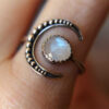 Wholesale Fashionable Star Moon Ring Alloy Electroplated Adjustable Unisex Jewelry Accessory Gift