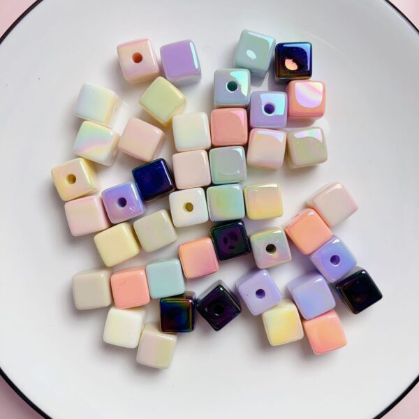 Wholesale Electroplated Acrylic Square Beads (14mm) for DIY Phone Straps, Keychains & Hair Accessories – Trendy Craft Supply
