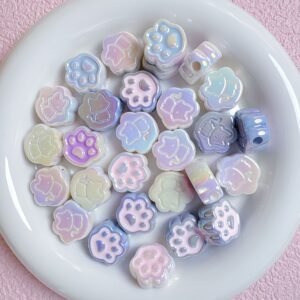 Wholesale Acrylic Drip Oil 3D Cat Paw Beads Light Pink Cartoon Loose Beads for DIY Phone Charm Keychain Jewelry Making Supplies