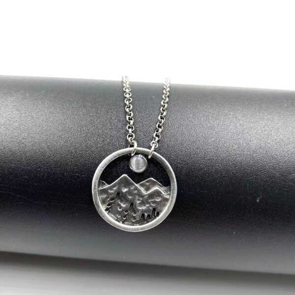 oly-e08764490b770353f9fa9e0e8582fcbb Wholesale Retro Bohemian Round Openwork Turquoise Mountain Pendant Necklace Antique Silver Finish Gift