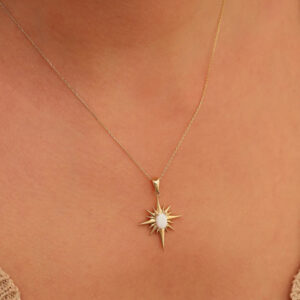 White opal hexagram necklace