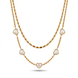 Heart-shaped seed bead double-layer necklace