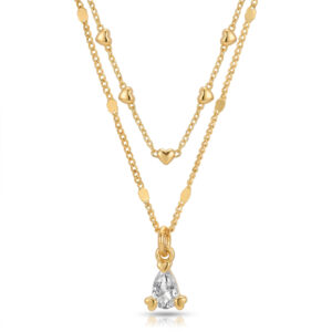 Water drop zirconium double layer necklace