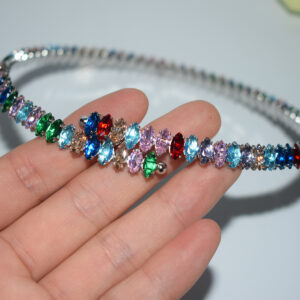 Xl-2160 - collar, silver-plated colorful, marquise style