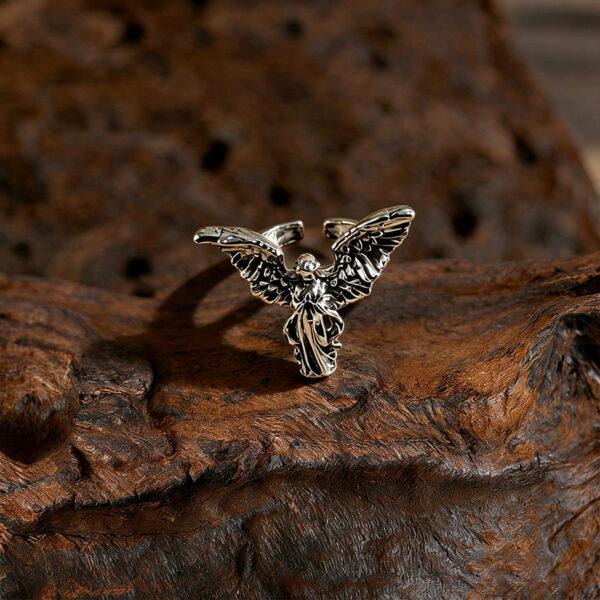 Wholesale Silver Zinc Alloy Angel Wing Ring Retro Men S Fashion Accessory Everyday Gift