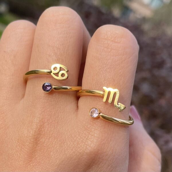 oly-e1d7845466b6afade85c4e8ea1811f35 Wholesale Stainless Steel Zodiac Constellation Ring Set Adjustable Open Birthstone Rings Women S Fashion Jewelry Accessory