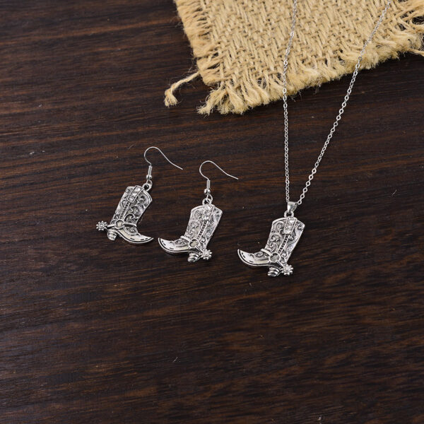 oly-e1e19ce3373a573a48197b27c22a3163 Wholesale Alloy Electroplated Retro Cowboy Boot Earrings Necklace Jewelry Set Party Gift