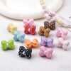 Wholesale Acrylic Heart Polka Dot Bow Loose Beads DIY Keychain Phone Charm Accessory Light Yellow