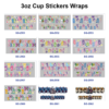 Wholesale 8pcs Colorful Cartoon Bear Floral Figure Print 3oz Cup Stickers Wrap OLY Exclusive