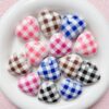 Wholesale Acrylic Plaid Heart Loose Beads DIY Jewelry Making Phone Charm Bracelet Craft Supply