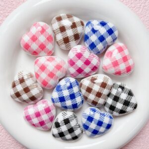 Wholesale Acrylic Plaid Heart Loose Beads DIY Jewelry Making Phone Charm Bracelet Craft Supply
