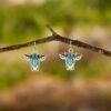 oly-e23628a129b5a0cb50a6f91d1063f9b4 Wholesale Vintage Western Bull Head Turquoise Inlay Necklace And Earrings Set Zinc Alloy Bohemian Chic Jewelry Accessory For Boutique Resale