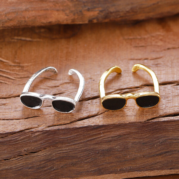 Wholesale Trendy Sunglasses Shape Open Ring Gold Zinc Alloy Jewelry Accessory For Daily Wear