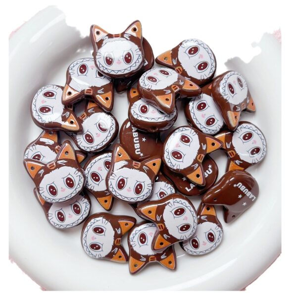 Wholesale Trendy Cat Head Acrylic Painted Beads 3 Hole DIY Phone Chain Keychain Jewelry Accessory OLY Exclusive