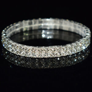 2 rows of silver white diamonds