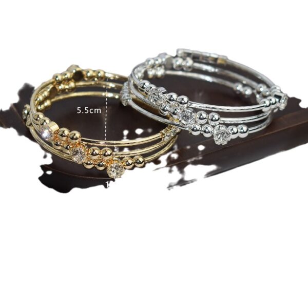 Wholesale Chic 3 Row Rhinestone Open Bangle Bracelet Electroplated Silver Cuff Women S Fashion Jewelry Gift Accessory