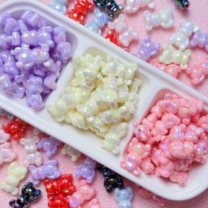 Wholesale UV Plated Acrylic Bear Loose Beads in Dark Pink for DIY Phone Chain Jewelry Making, Everyday Fashion Accessory