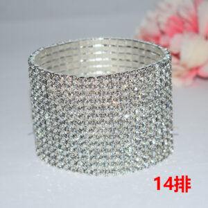 14 rows of silver white diamonds