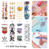 Wholesale 2/8/16pcs Drink Dessert Fruit Sneaker Cat & Ghost Graphic Print Pen and Bookmark Stickers UV DTF Wraps OLY Exclusive