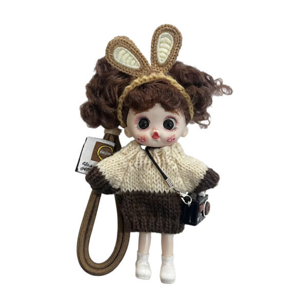 Wholesale Stylish Cute Doll Keychain White Vinyl Bunny Ear Design Fashion Accessory For Bags And Keys