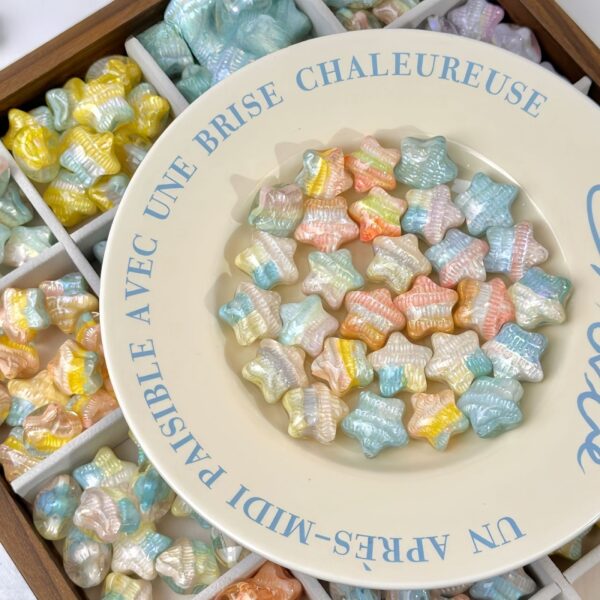 oly-e3641e63b62c6a3fc400342fd9ac7bae Wholesale Macaron Oil Painting Star Acrylic Beads DIY Craft Supply Fashion Accessory Gift for Jewelry Making