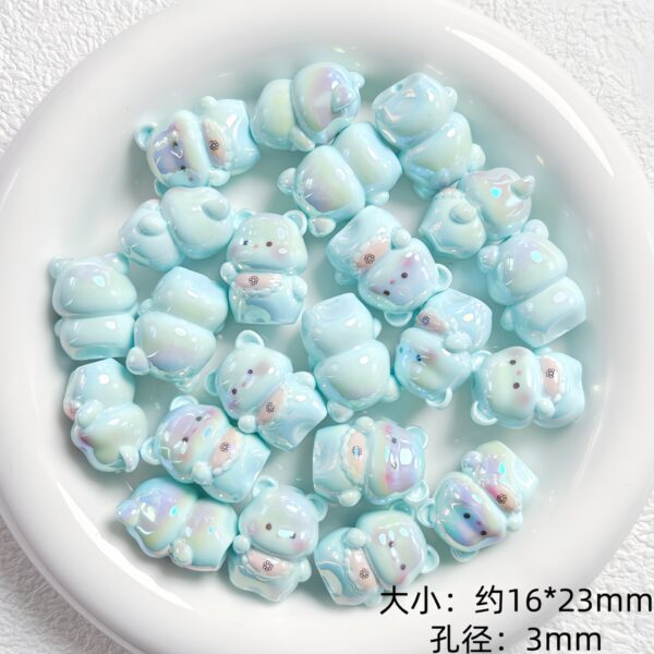 Wholesale Trendy 3D Cartoon Bear Resin Loose Beads UV Plated for DIY Phone Charm Keychain Jewelry Accessory