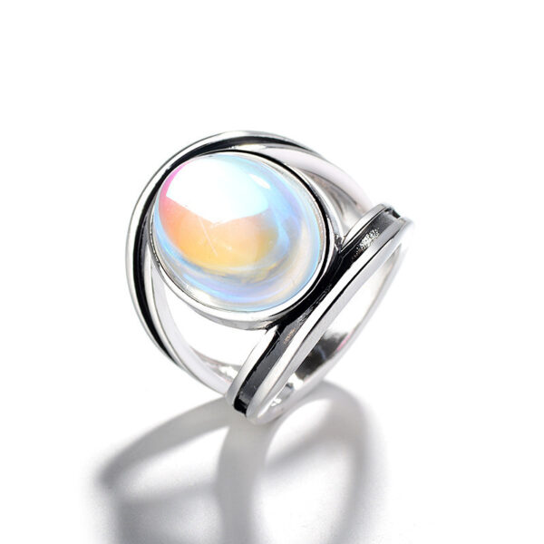 oly-e3feedb44dc0400356d654d524703ff4 Wholesale Retro Bohemian Ring Colorful Moonstone Geometric Design Jewelry Accessory For Gift And Boutique Resale