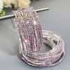 oly-e40b6d2d53b06f6686d4f79d009e15a8 Wholesale Stylish Silver Tone Rhinestone Elastic Tennis Bracelet Purple Crystal Bangle Women S Jewelry Accessory For Everyday Wear Resale