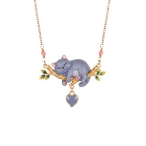 Cat gray love necklace