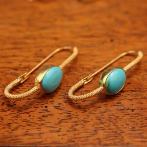 Wholesale Vintage Turquoise Geometric Metal Earrings For Women Stylish Electroplated Zinc Alloy Fashion Jewelry Gift For Party Or Boutique Resale