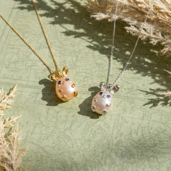 oly-e51635ce36a7836ad5be971c2b55e35d Wholesale Pink Rabbit Pearl Cherry Blossom Pendant Necklace Cute Animal Design Electroplated Copper Fashion Jewelry Gift For Women