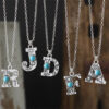 oly-e53adf963fff0ad2466d4674eaefc7db Wholesale Zinc Alloy Electroplated Choker Necklace Vintage Turquoise 26 Letters Pendant Everyday Women S Jewelry Accessory