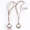 oly-e54c1fc6339074c5000a2afbaa15b708 Wholesale Electroplated Celtic Knot Round Pendant Necklace With Adjustable Leather Cord Nordic Retro Style Zinc Alloy Fashion Accessory