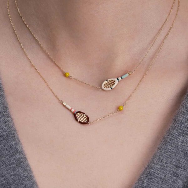 Wholesale Stainless Steel Tennis Racket Necklace Bracelet Set 18K Gold Plated Sporty Jewelry For Fans Gift