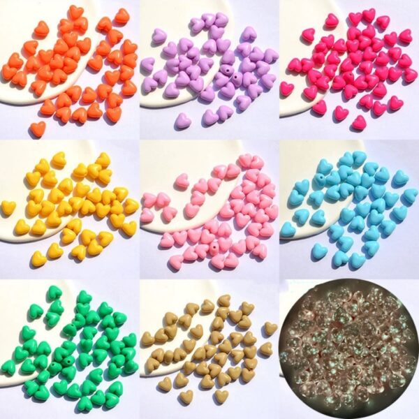 oly-e56ccc0e9919da21440497eadf238452 Wholesale Glow in the Dark Heart-Shaped Acrylic Loose Beads Sapphire Blue 10mm 50pcs for DIY Phone Charm Keychain Making Chic Bag Charm Accessory for Everyday Wear and Resale