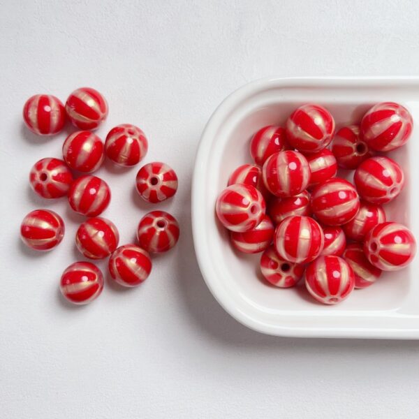 oly-e5b63b84ce88a88dd8d825c12ab1fdd6 Wholesale Acrylic Gold-Plated Watermelon Stripe Beads for DIY Phone Charms, Chic Macaron Colors, Boutique Resale
